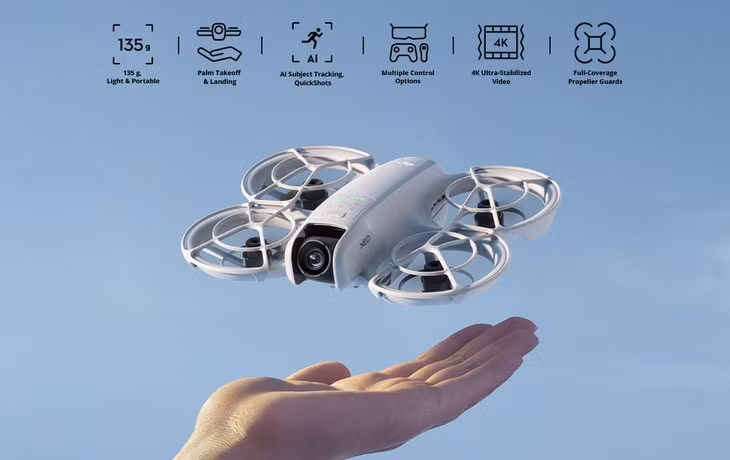 DJI Neo nhỏ gọn trong lòng bàn tay cùng đầy đủ các tính năng. Nguồn ảnh: DJI.