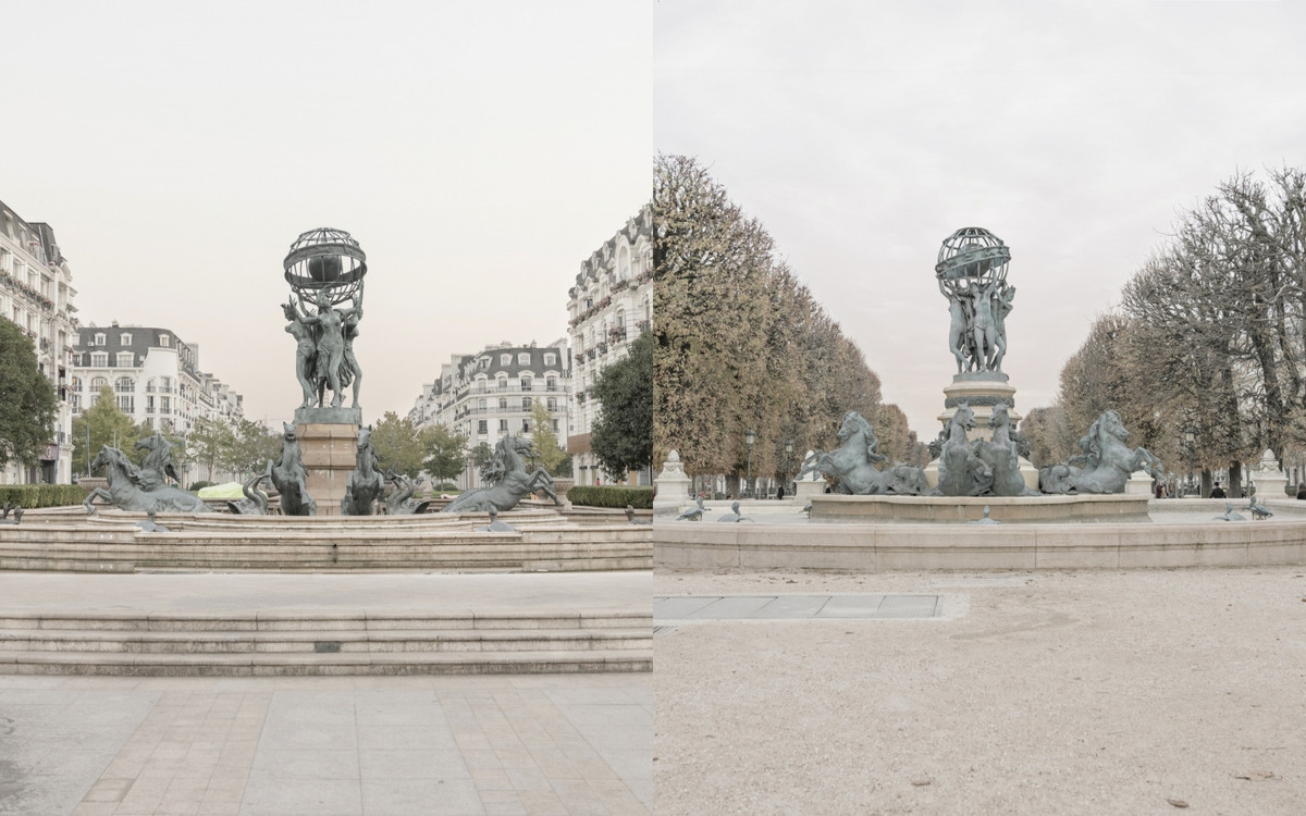 3. Vườn Luxembourg. Bản sao (bên trái) - Bản gốc (bên phải).