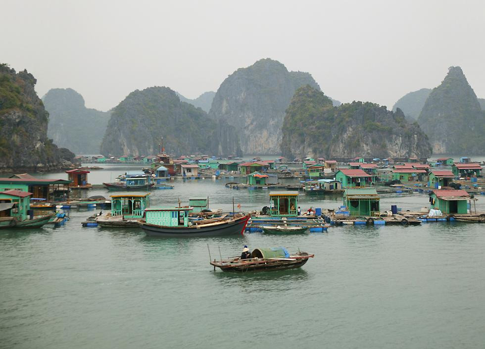 Làng chài trên vịnh Hạ Long. Ảnh: Richard-seaman.com.