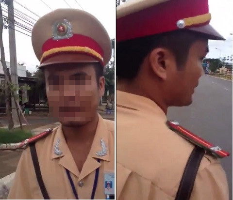 Trung úy CSGT Mai Bá Thi. (Ảnh cắt từ clip)