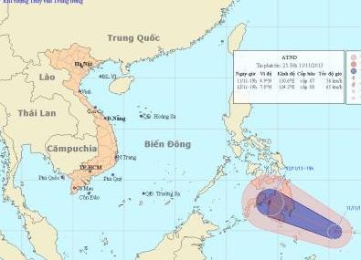Dự báo đường đi của vùng áp thấp nhiệt đới chuẩn bị thành cơn bão số 15. Ảnh: Trung tâm Dự báo khí tượng thủy văn Trung ương.