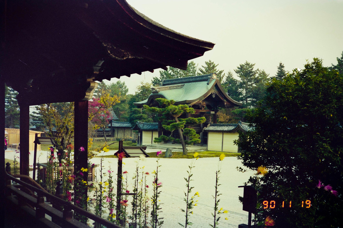 Trong khuôn viên chùa Daikaku-ji (Đại Giác Tự), 19/11/1990.