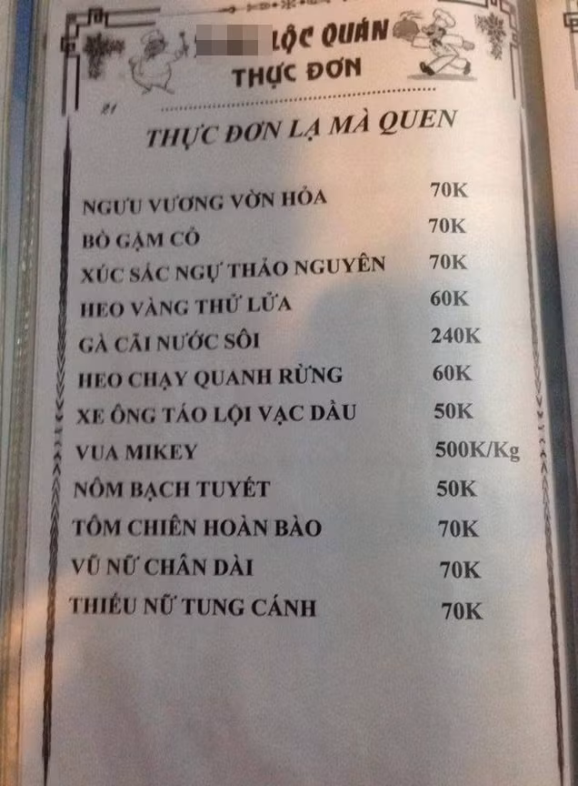 Thực đơn mang tên gọi Lạ mà quen với toàn những tên món ăn "trên trời".