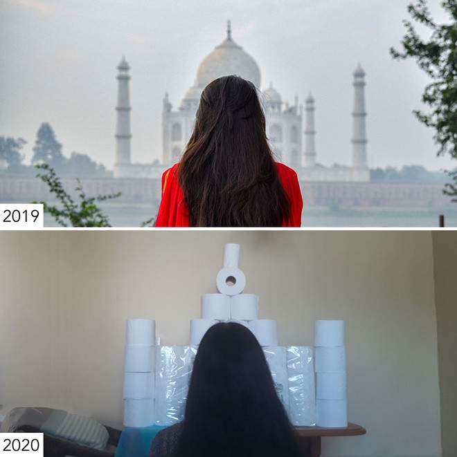 Do dịch Covid-19, Sharon giống như nhiều người khác không thể tiếp tục những chuyến đi khám phá vùng đất mới. Trong suốt thời gian ở nhà, cô nảy ra ý tưởng "chế" lại các bức ảnh check-in du lịch bằng những vật dụng có sẵn trong gia đình, nhận được sự hưởng ứng của nhiều dân mạng.