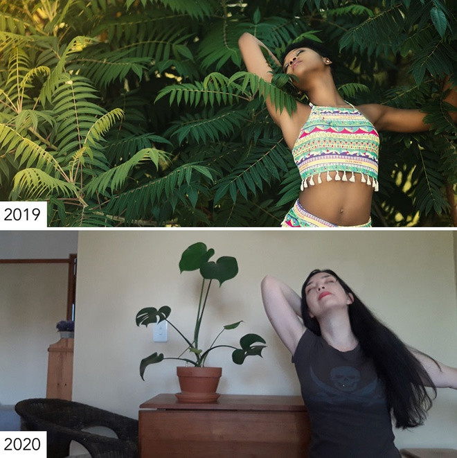 Nữ blogger tận dụng những vật dụng có sẵn trong nhà như cầu là quần áo, giấy vệ sinh hay chiếc tủ lạnh để làm "back ground" cho các bức ảnh. Thần thái, cách nhái dáng chụp của cô gây cười cho nhiều người.