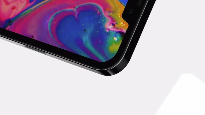 Màn hình của iPhone 12 vẫn có thiết kế “tai thỏ” đặc trưng, nhưng phần khuyết đỉnh giờ đây đã có kích thước nhỏ hơn để hài hòa với tổng thể của máy. Theo như nhiều báo cáo gần đây tiết lộ, Apple sẽ tối giản kích thước tai thỏ trên iPhone 12 xuống 30-35% so với các mẫu iPhone trước. (Ảnh: LetsGoDigital x Concept Creator)