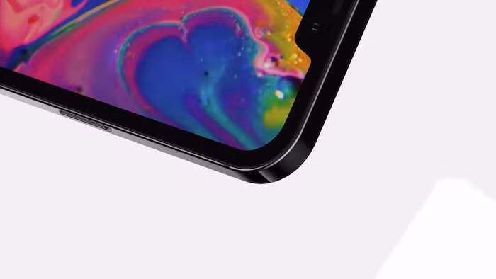 Màn hình của iPhone 12 vẫn có thiết kế “tai thỏ” đặc trưng, nhưng phần khuyết đỉnh giờ đây đã có kích thước nhỏ hơn để hài hòa với tổng thể của máy. Theo như nhiều báo cáo gần đây tiết lộ, Apple sẽ tối giản kích thước tai thỏ trên iPhone 12 xuống 30-35% so với các mẫu iPhone trước. (Ảnh: LetsGoDigital x Concept Creator) 