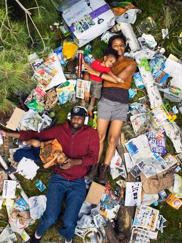 Bộ ảnh chụp mọi người, ở mọi lứa tuổi, thuộc mọi ngành nghề, xuất thân ở 3 bối cảnh thiên nhiên khác nhau - nước, bãi biển và rừng - những bối cảnh được lấy từ thiên nhiên để nêu bật sự tương phản với "nhân vật chính" trong ảnh: rác thải.