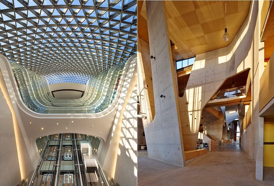 Viện nghiên cứu sức khỏe và y tế Nam Australia (trái), trường kiến trúc Abedian ở Australia.