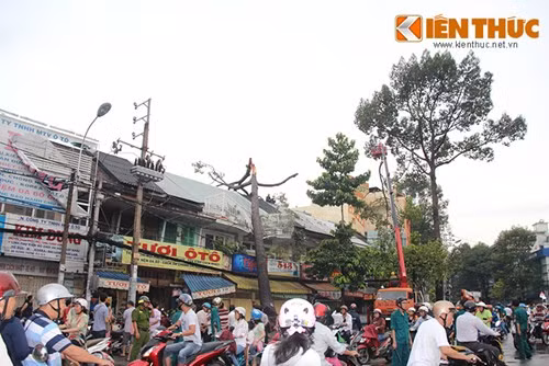 Còn tại đường An Dương Vương (quận 5), căn nhà có địa chỉ số 541 – 543 bị cây xanh bật gốc rồi đổ vào nhà gây hư hỏng nặng.