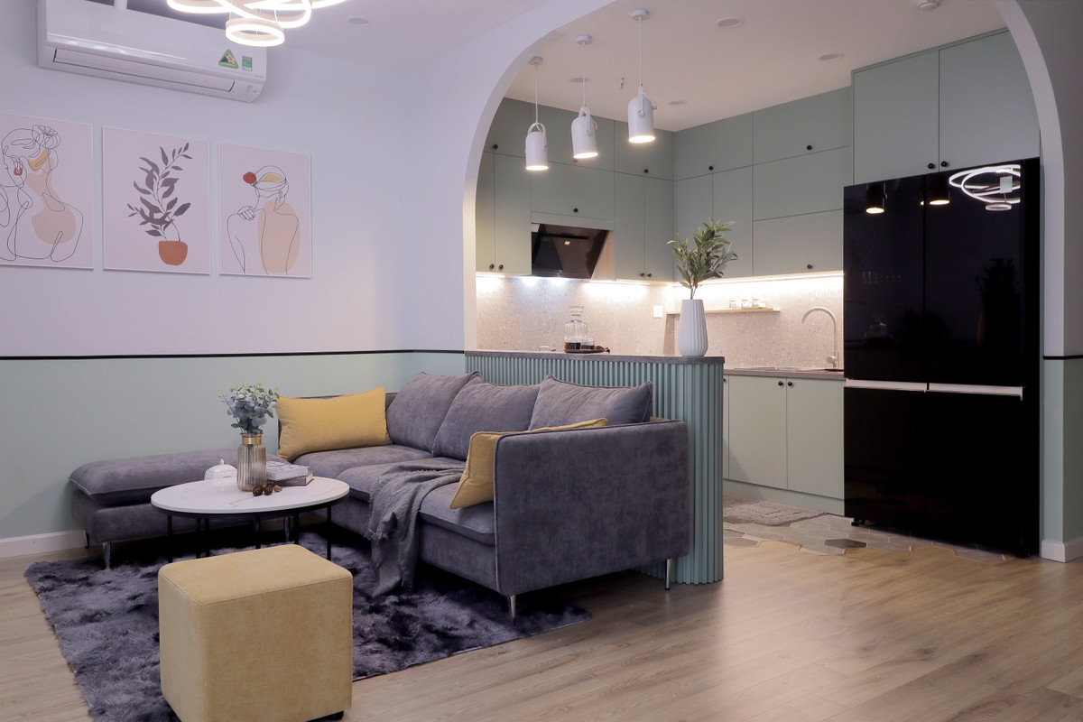 Gia chu quanh nam thu thai nho thiet ke can ho Vintage mau xanh mint-Hinh-2