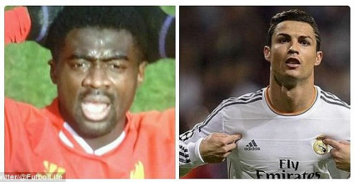 Hình ảnh trái ngược của Toure và Ronaldo trong trận đấu.