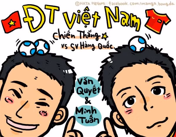 Trong quá trình tuyển Việt Nam chuẩn bị cho AFF Suzuki Cup, Megumi không bỏ qua bất cứ trận đấu nào. Đây là hình ảnh cô vẽ tặng Văn Quyết và Minh Tuấn sau trận thắng 3-0 trước Sinh viên Hàn Quốc.