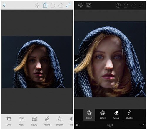  Adobe Photoshop Fix. Đây là ứng dụng chỉnh sửa ảnh chuyên nghiệp đến từ thương hiệu Adobe quen thuộc, nó cho phép người dùng thực hiện nhiều tính năng tương tự như chính công cụ Photoshop trên máy tính. 