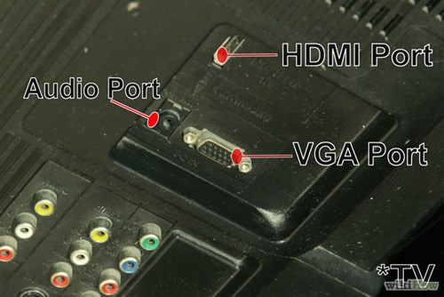  Bước 3: Xem cổng video của tivi. Tivi độnét tiêu chuẩn thường có video hoặc S-video tổng hợp, xong màn hình hiển thị sẽ không được sắc nét như thông qua màn hình máy tính.Tivi độ nét cao có thể có cổng HDMI VGA, DVI sẽ cung cấp một tín hiệu kỹ thuật số chất lượng cao hơn.