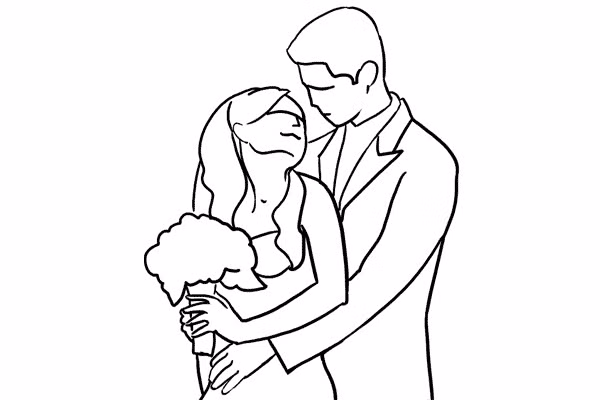 5. Một bức ảnh đẹp chụp chú rể ôm cô dâu từ phía sau. Cặp vợ chồng mới cưới có thể nhìn nhau lãng mạn hoặc nhìn thẳng vào máy ảnh. Hoặc họ có thể hôn nhau để tạo cảm xúc cho bức ảnh.