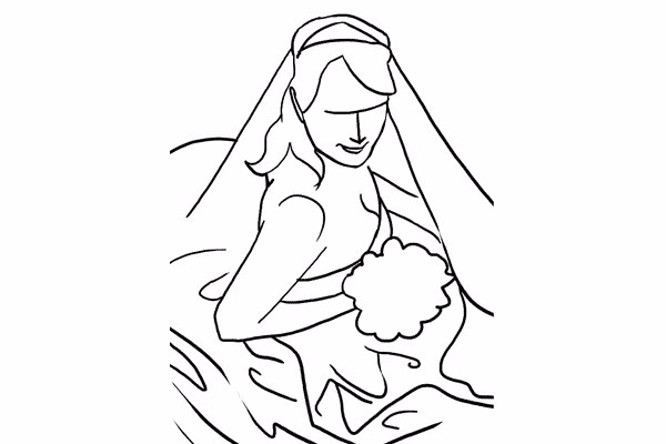 16. Một kiểu ảnh tuyệt đẹp để chụp chân dung của cô dâu. Cô dâu nên ngồi trên mặt đất (hoặc trên một chiếc ghế rất thấp) với chiếc váy cưới được xếp xung quanh cô. Chụp từ trên cao và cô dâu hơi nhìn lên.