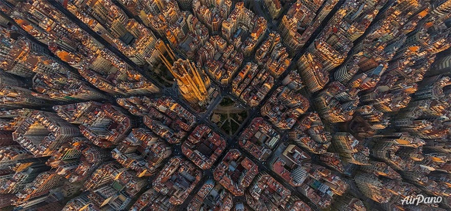 Thành phố Barcelona, Tây Ban Nha nhìn từ trên cao