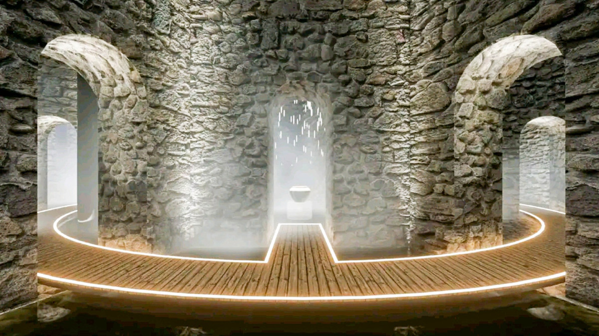 Trước khi mở cửa đón khách tham quan vào ngày 17/11 tới đây, tháp nước Hàng Đậu sẽ được nhóm thiết kế sáng tạo thành không gian nghệ thuật với hai hệ sắp đặt chủ chốt. Đó là hệ sắp đặt âm thanh tái hiện âm thanh của nước trong tự nhiên và hệ sắp đặt ánh sáng mở rộng thị giác về hình ảnh hiện vật được tái chế từ rác thải đô thị (Ảnh: Hải Quân).