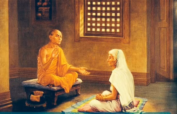 Tôn giả Xá Lợi Phất thuyết pháp cho mẹ. Ảnh: tư liệu PG Myanmar.