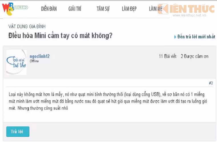 Trên diễn đàn webtretho.com, thành viên ngoclinh12 cũng đồng ý về vấn đề công suất nhỏ của điều hòa "không mát hơn là mấy, nó như quạt mini bình thường (loại dùng cổng USb) thôi". 