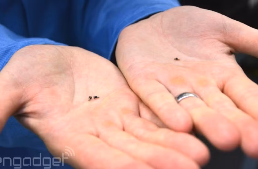 Ốc vít siêu nhỏ lọt thỏm trong tay của một nhân viên.