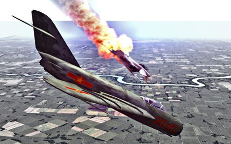 Tranh vẽ tiêm kích MiG-17 bắn hạ F-4.