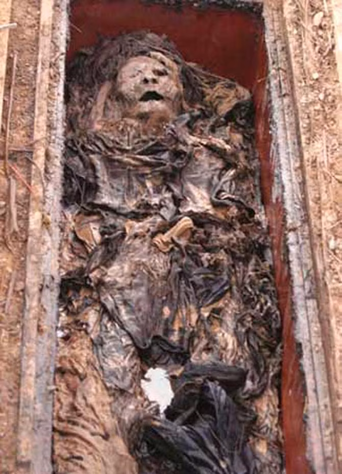 Cách đây 9 năm, vào tháng 4/2005, tại ngay vườn đào Nhật Tân, Hà Nội, một ngôi mộ cổ được khai quật và phát hiện một xác ướp bên trong quan tài còn nguyên vẹn được bọc trong nhiều lớp vải và ngâm dầu thơm. Theo nhận định của các nhà khảo cổ, đây là một trong số ít mộ có xác ướp và nhiều hiện vật còn nguyên vẹn ở miền Bắc Việt Nam.