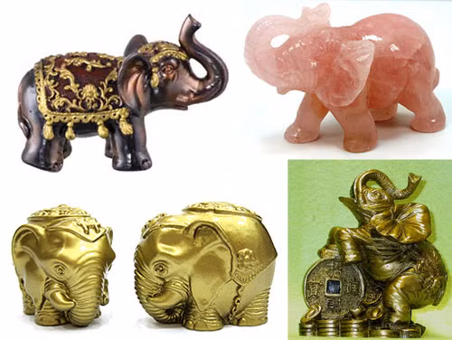 8. Voi – Linh vật hút tài lộc số một: Voi là con vật hay giúp đỡ con người. Ngay cả trong Phật giới cũng có thờ Thần Đầu Voi. Truyền thuyết cho rằng voi được sinh ra từ các mảnh vụng tan ra của sao Dao Quang, vì thế voi được coi là loài vật vô cùng linh thiêng. Mặt khác, voi là loài vật to lớn mạnh mẽ nên nếu bày voi trong nhà, vận nhà được bình ổn, người trong nhà làm ăn thuận lợi. Tượng voi thường được gặp ở các đền, chùa… vì voi trong phong thủy là loài vật trấn trạch rất linh thiêng.