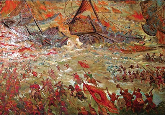 Chiến thắng trên sông Bạch Đằng (1288), tranh sơn dầu.