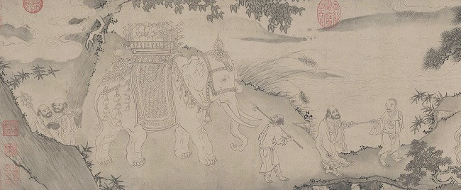 Trích đoạn thư họa Trúc Lâm đại sĩ xuất sơn chi đồ.