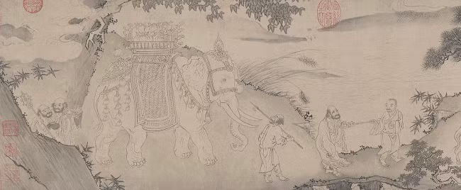 Trích đoạn thư họa Trúc Lâm đại sĩ xuất sơn chi đồ.