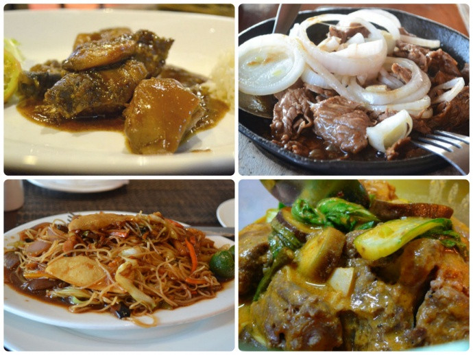 Philippines có nền ẩm thực vô cùng phong phú. Cả 3 món trên đều nổi tiếng. Trong đó, Kare-Kare là món hầm từ đuôi bò mềm kết hợp hành tây, đậu phộng và nước sốt đậu phộng. Gà Adobo có nguồn gốc từ Tây Ban Nha - nghĩa đen của tên gọi trong tiếng Tây Ban Nha là “gà ướp”. Bistek Tagalog được chế biến từ thăn bò.