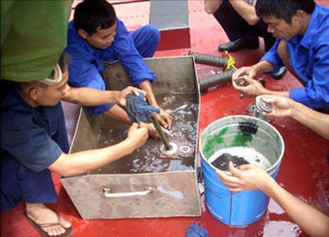 Rửa phin lọc bằng phương pháp thủ công.