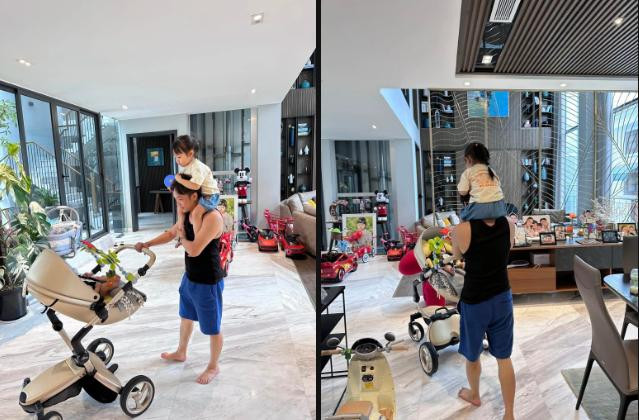 Nhờ sự hỗ trợ của Cường Đô La mà Đàm Thu Trang cũng không quá vất vả trong thời kỳ bỉm sữa, có thời gian để chăm sóc bản thân và gặp gỡ bạn bè để giữ tinh thần thoải mái. Trước đó, chỉ 3 tháng sau sinh, Đàm Thu Trang đã nhanh chóng về dáng, khoe eo thon gọn. Hình ảnh ông bố chủ tịch vừa đẩy xe nôi trông bé út Sutin, vừa phải cõng con gái Suchin trên vai khiến ai xem ảnh cũng bật cười. 