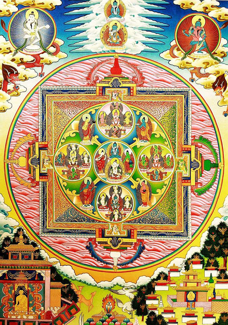  Tái sinh và luật nghiệp báo. Nếu linh hồn không đạt được giải thoát, họ sẽ bước vào giai đoạn Sidpa Bardo, nơi quá trình tái sinh diễn ra. Nghiệp lực (karma) tích lũy từ các hành động, lời nói và ý nghĩ trong kiếp sống trước sẽ quyết định điều kiện và nơi chốn mà linh hồn sẽ tái sinh. Ảnh: Pinterest.