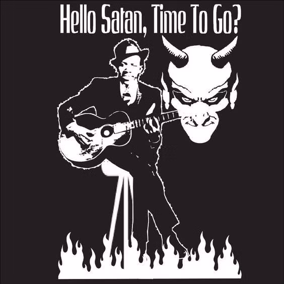  9. Satan trong truyền thuyết đô thị. Satan cũng xuất hiện trong các truyền thuyết đô thị như kẻ gây ra cám dỗ hay kẻ thỏa thuận nguy hiểm. Chuyện Robert Johnson, nghệ sĩ nhạc blues Mỹ, đã gặp Satan ở ngã tư đường và đổi linh hồn mình để có tài năng âm nhạc, là một ví dụ. Ảnh: Pinterest.