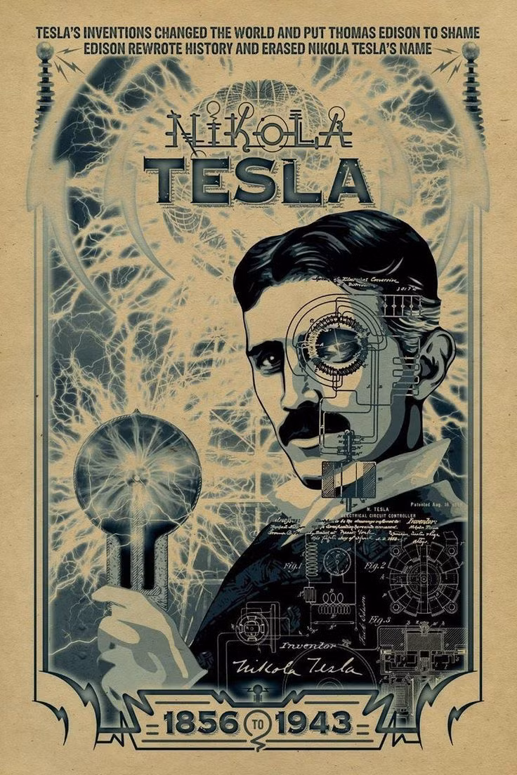  2. Tập trung vào năng lượng và điện lực. Nikola Tesla được biết đến nhiều nhất với công trình về năng lượng điện, đặc biệt là hệ thống dòng điện xoay chiều (AC), thứ đã cách mạng hóa cách thức phân phối và sử dụng điện. Ảnh: Pinterest.