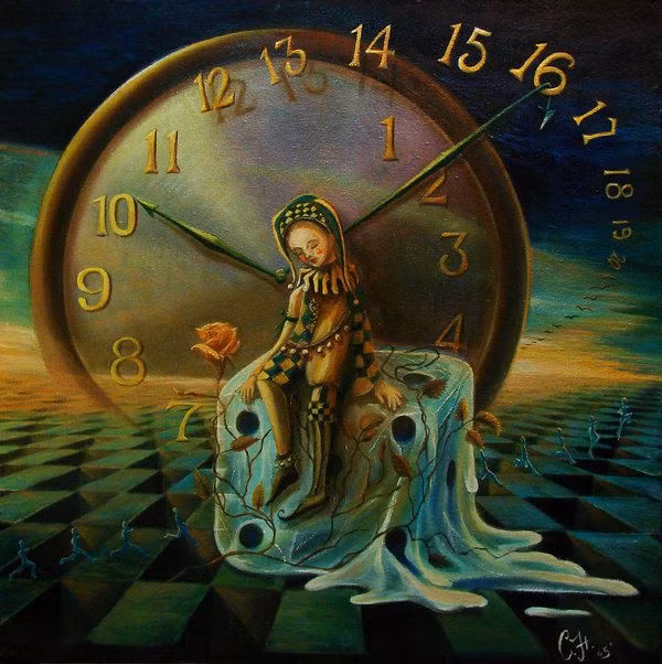  Thời gian có tính chất gián đoạn, không liên tục. Giả thuyết này cho rằng thời gian có tính chất lượng tử và tồn tại dưới dạng các "khoảnh khắc" rời rạc, giống như các hạt trong thế giới vi mô. Điều này trái ngược với quan điểm truyền thống rằng thời gian là một dòng chảy liên tục. Ảnh: Pinterest.