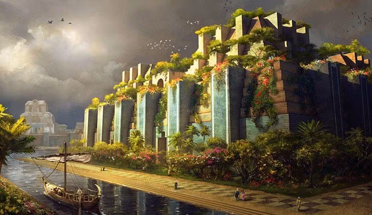  13. Có thể không ở Babylon: Một số nhà sử học cho rằng vườn treo thực ra nằm ở thành phố Nineveh, thuộc Đế chế Assyria, do vua Sennacherib xây dựng. Ảnh: Pinterest.