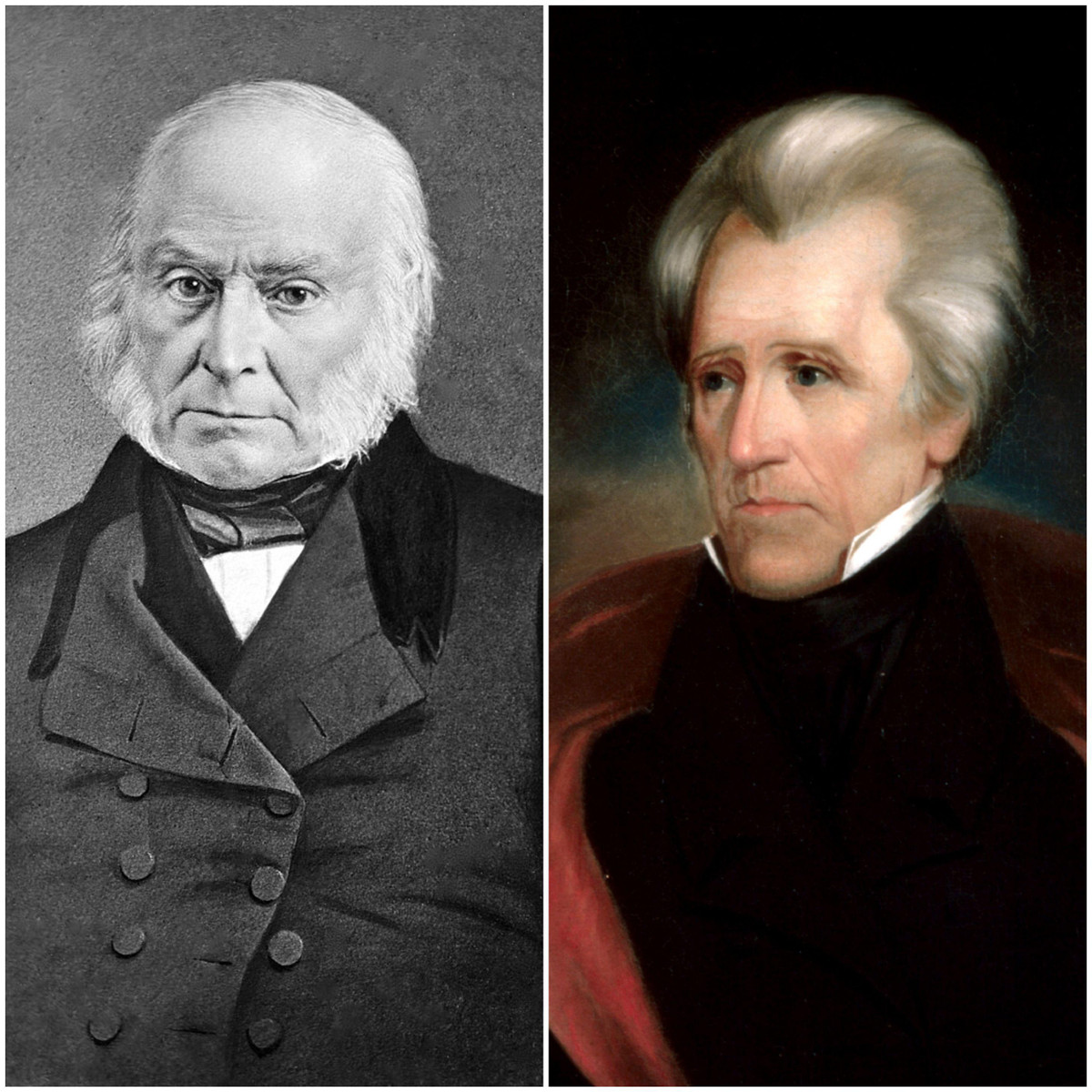  2. 1824: John Quincy Adams vs. Andrew Jackson. Không ai đạt đủ phiếu trong Đại cử tri đoàn, nên Hạ viện đã quyết định và chọn John Quincy Adams làm tổng thống, dù Andrew Jackson thắng phiếu phổ thông. Kết quả này gây nhiều tranh cãi và trở thành một điểm khởi đầu cho sự chia rẽ lớn trong chính trị Mỹ. Ảnh: Reddid