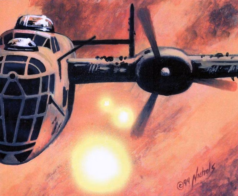  11. Sự kiện Foo Fighters trong Thế chiến II. Trong Thế chiến II, các phi công quân sự thường thấy những quả cầu sáng bí ẩn bay lơ lửng và di chuyển xung quanh máy bay của họ. Hiện tượng này được gọi là "Foo Fighters", và đến nay vẫn chưa có lời giải thích rõ ràng. Ảnh: Pinterest.