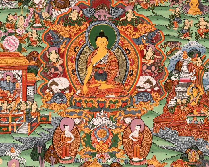 Con người có thể tái sinh vào sáu cõi (trời, người, a-tu-la, súc sinh, ngạ quỷ, địa ngục) tùy thuộc vào nghiệp. Chỉ có thể chấm dứt khổ đau và thoát khỏi chu kỳ luân hồi bằng cách đạt được giác ngộ. Ảnh: Pinterest.