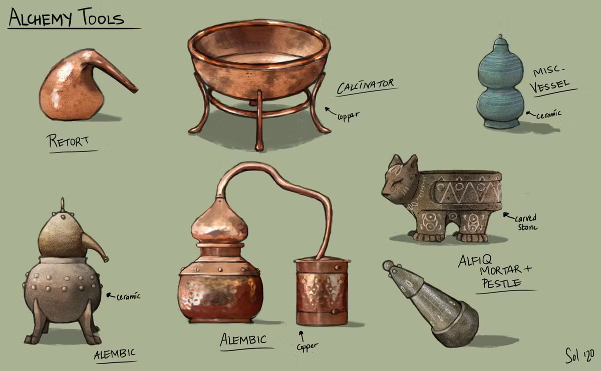  6. Tiền đề của hóa học hiện đại. Các giả kim thuật gia đã phát triển nhiều kỹ thuật và công cụ khoa học vẫn được sử dụng trong hóa học ngày nay, như: Chưng cất, nung luyện, kết tinh, chiết xuất dung dịch... Ảnh: Pinterest.