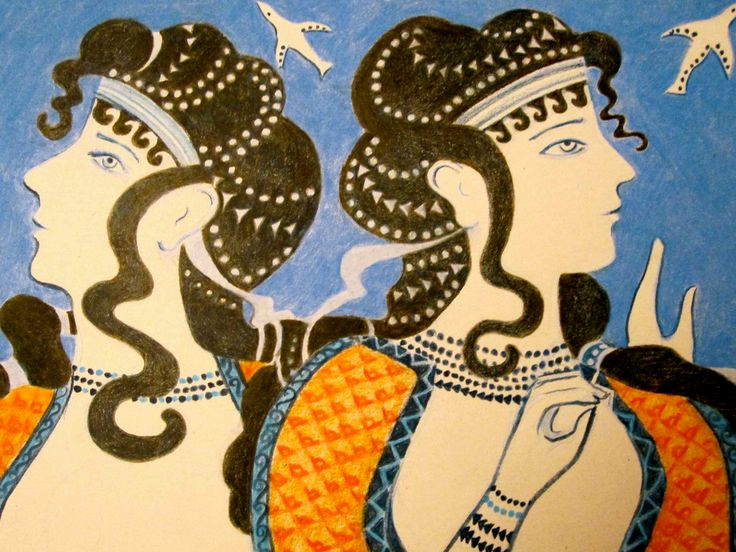  3. Nghệ thuật sống động và phong phú. Nghệ thuật Minoan nổi tiếng với các bức bích họa sống động, mô tả cảnh sinh hoạt hàng ngày, thiên nhiên, và các nghi lễ. Những bức bích họa như “Người nhảy bò” (Bull Leaping) ở Knossos thể hiện sự dũng cảm và tinh thần thể thao của người Minoan. Ảnh: Pinterest.