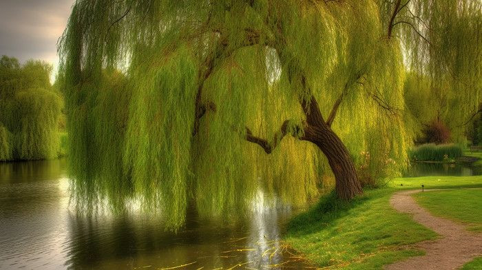  Cây liễu. Trong truyền thuyết Trung Hoa, cây liễu thường được sử dụng để xua đuổi ma quỷ và mang lại may mắn. Ảnh: Pinterest.