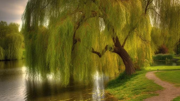  Cây liễu. Trong truyền thuyết Trung Hoa, cây liễu thường được sử dụng để xua đuổi ma quỷ và mang lại may mắn. Ảnh: Pinterest.