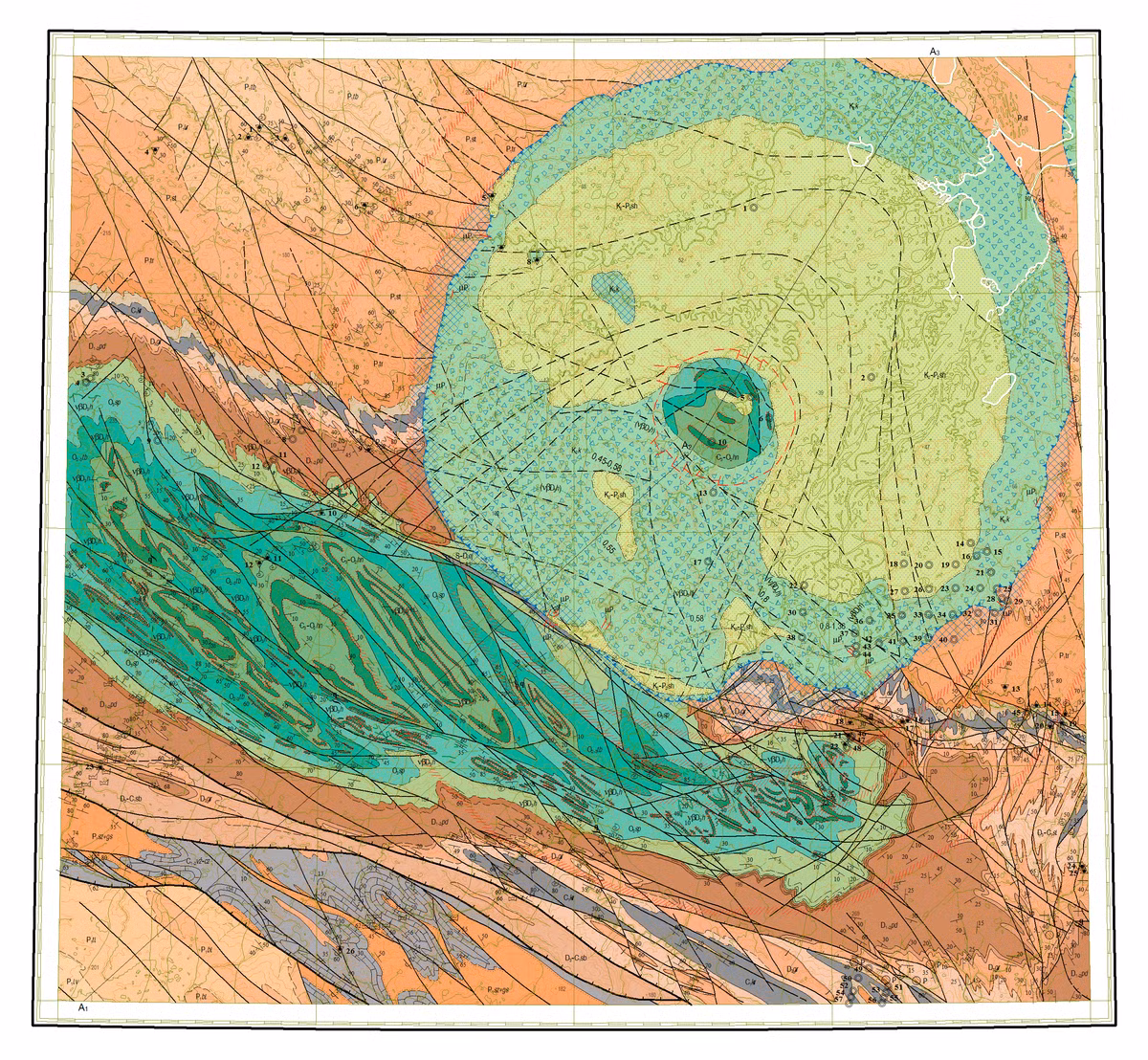  Hố thiên thạch Kara - Nga. Hố Kara nằm ở vùng cực bắc của Nga và có đường kính 65 km. Đây là một hố thiên thạch cổ, hình thành từ vụ va chạm cách đây khoảng 70 triệu năm. Ảnh: Pinterest.
