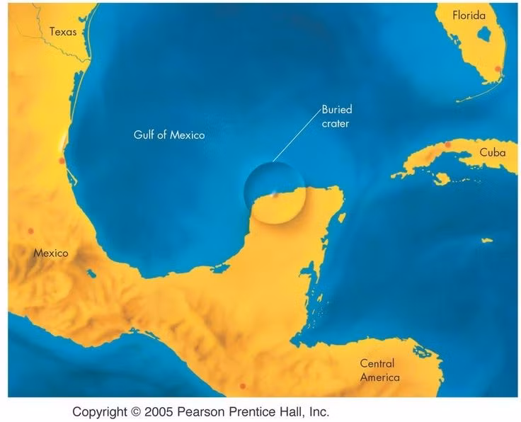  Hố thiên thạch Chicxulub - Yucatán, Mexico. Hố Chicxulub được cho là nguyên nhân gây ra sự tuyệt chủng của loài khủng long cách đây 66 triệu năm. Hố này có đường kính 180 km và là một trong những hố thiên thạch lớn nhất thế giới. Ảnh: Pinterest.