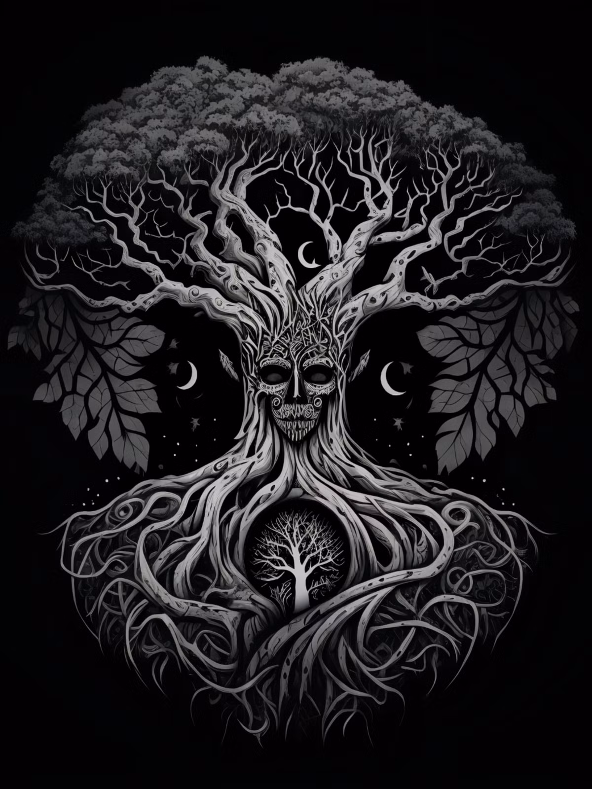 Với sự kết nối chín thế giới, Yggdrasil đóng vai trò là nguồn sống cho cả vũ trụ. Các nhánh của nó không ngừng sinh trưởng, mang đến sự sống cho các sinh vật và các vị thần. Cây này cũng đại diện cho sự bền bỉ và sức mạnh vượt thời gian. Ảnh: Pinterest.